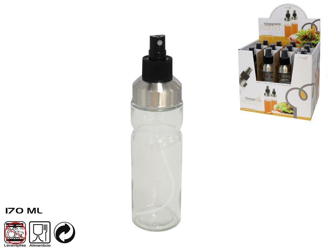 Stiklinis acto butelis 170 ml su purkštuvu, 19,5 × 4,5 × 4,5 cm, KITCHEN&GO