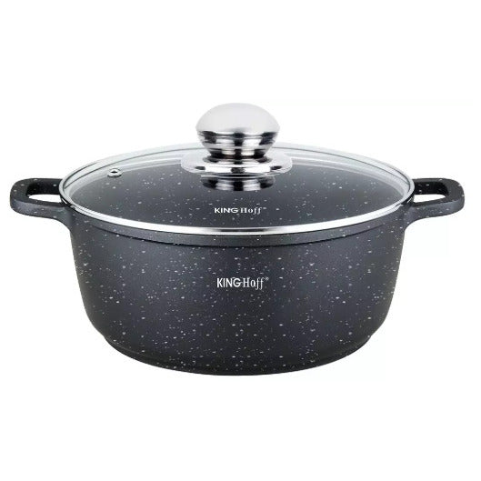 Marmuru dengtas puodas, Ø22x9,9 cm, 3,3 l, juodas, Kinghoff, KH 1594