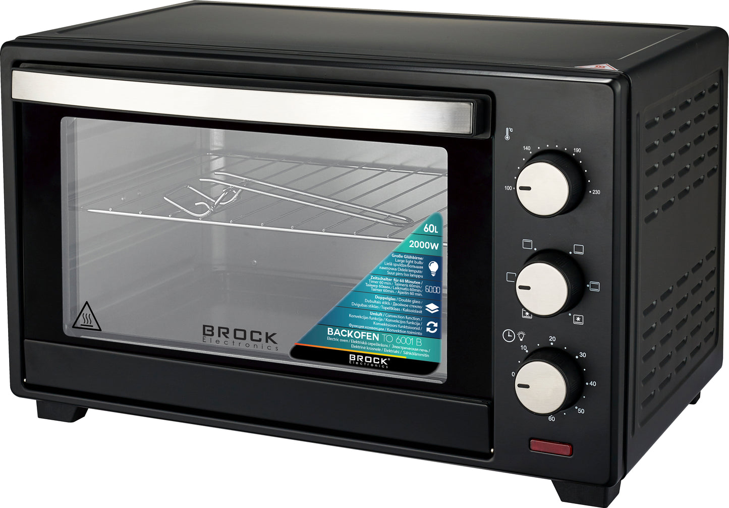 Orkaitė BROCK TO 6001 B 60L, 2000 W