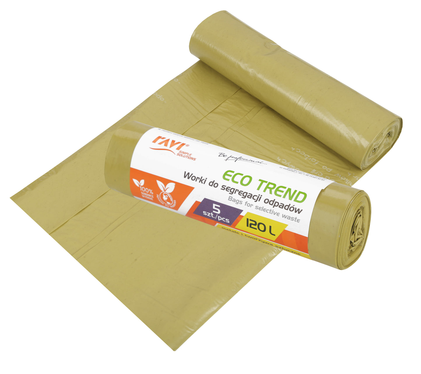 ECO TREND šiukšlių maišai, 120 l, 5 vnt., geltoni (plastikui), 19.5 x 5 x 5, 00742, Simple Solution