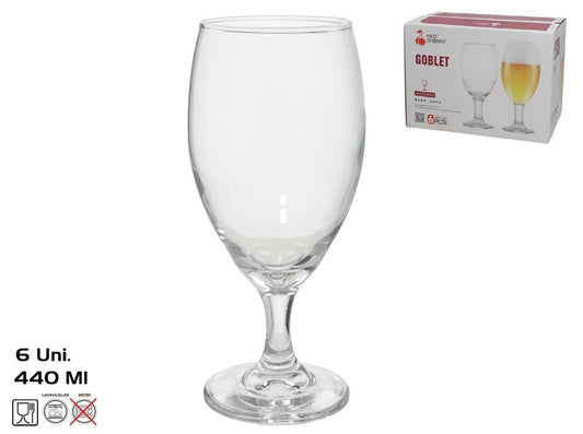 Alaus taurės (6 vnt.) 440 ml, 18 x 7,5 x 7,5 cm, RED CHERRY