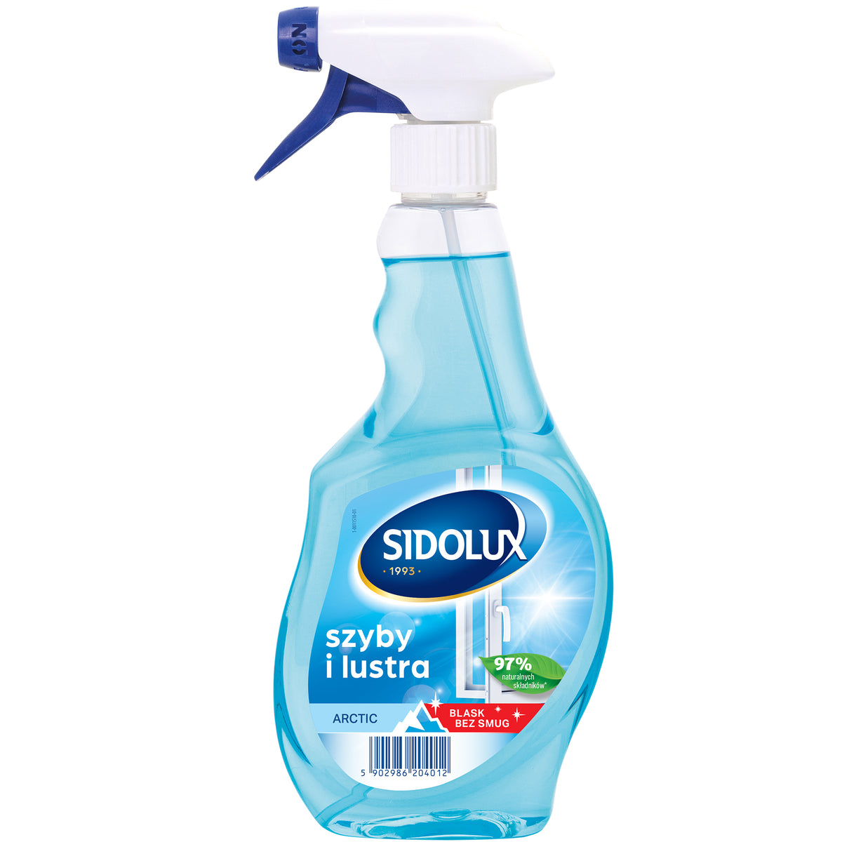 SIDOLUX CRYSTAL stiklų valiklis su arktinės gaivos aromatu, 500 ml. Dėžėje 10 vnt.