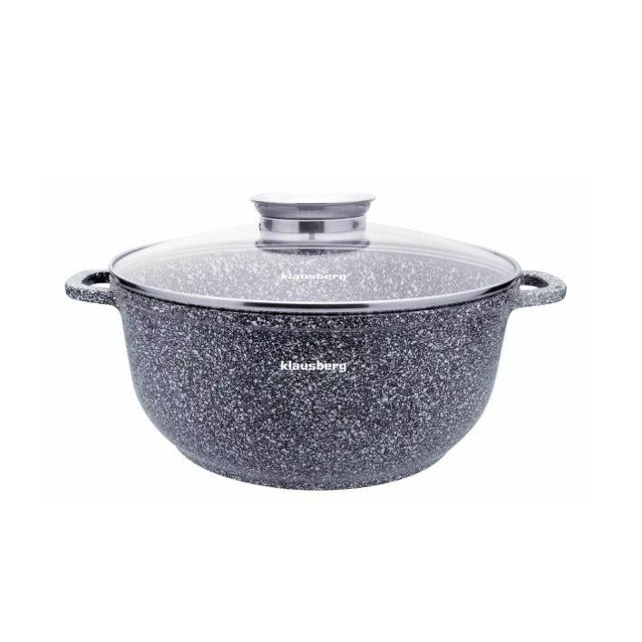 Puodas su dangčiu, aliuminis, pilkas marmuras, Ø26cm, 5.6L, KB 7523, Klausberg