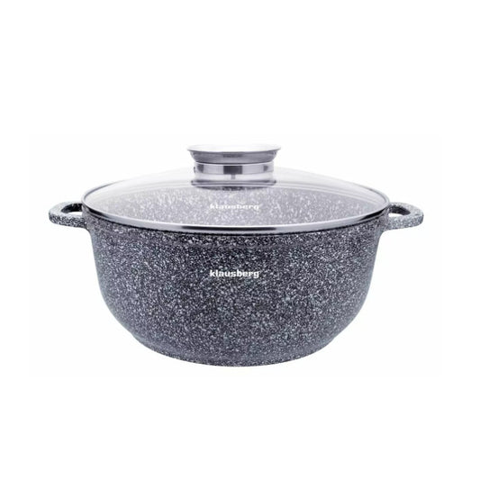 Puodas su dangčiu, aliuminis, pilkas marmuras, Ø26cm, 5.6L, KB 7523, Klausberg