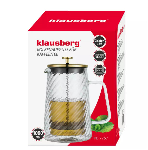 Kavos/ arbatos presas, 1L, stiklas, KB 7767, Klausberg
