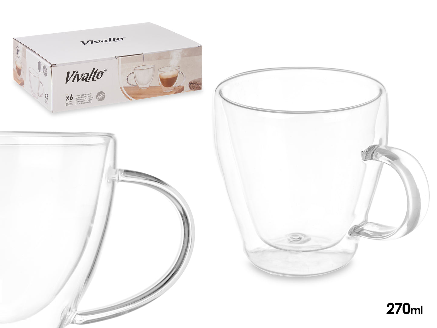 Borosilikatinio stiklo puodelis 270 ml, 8×11.8×8.9 cm, 85373, Kinvara