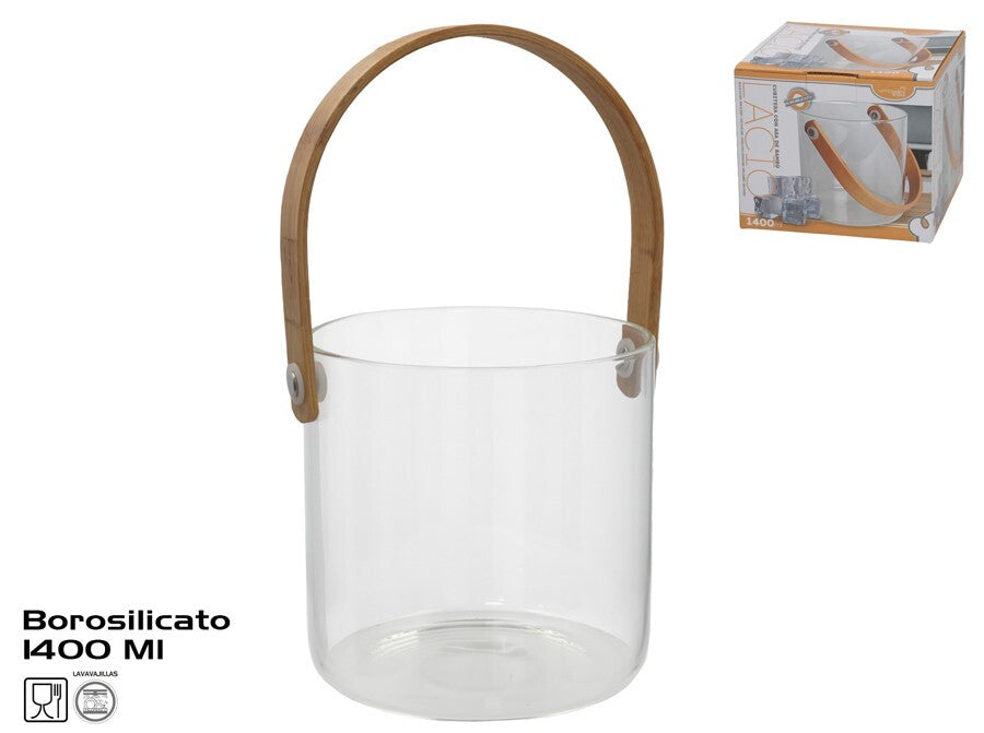 Ledo kibirėlis su bambukine rankena, 1400 ml, 13.50 x 13.50 x 25.00, KITCHEN&GO