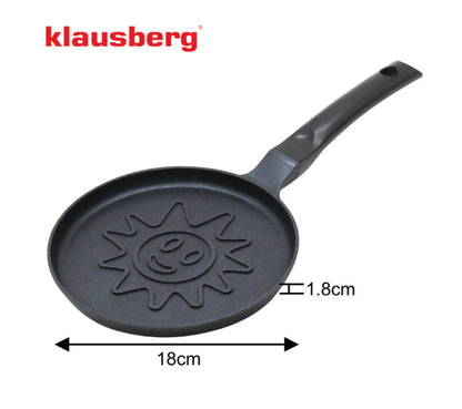 Blynų keptuvė su saulės raštu, aliumininė, su nepridegančia danga, Ø18 cm, KB 7972, Klausberg