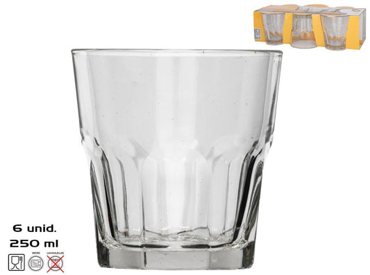 6 vnt. „Casablanca“ stiklinės 250 ml, 8,5 x 8 x 8 cm, KITCHEN&GO