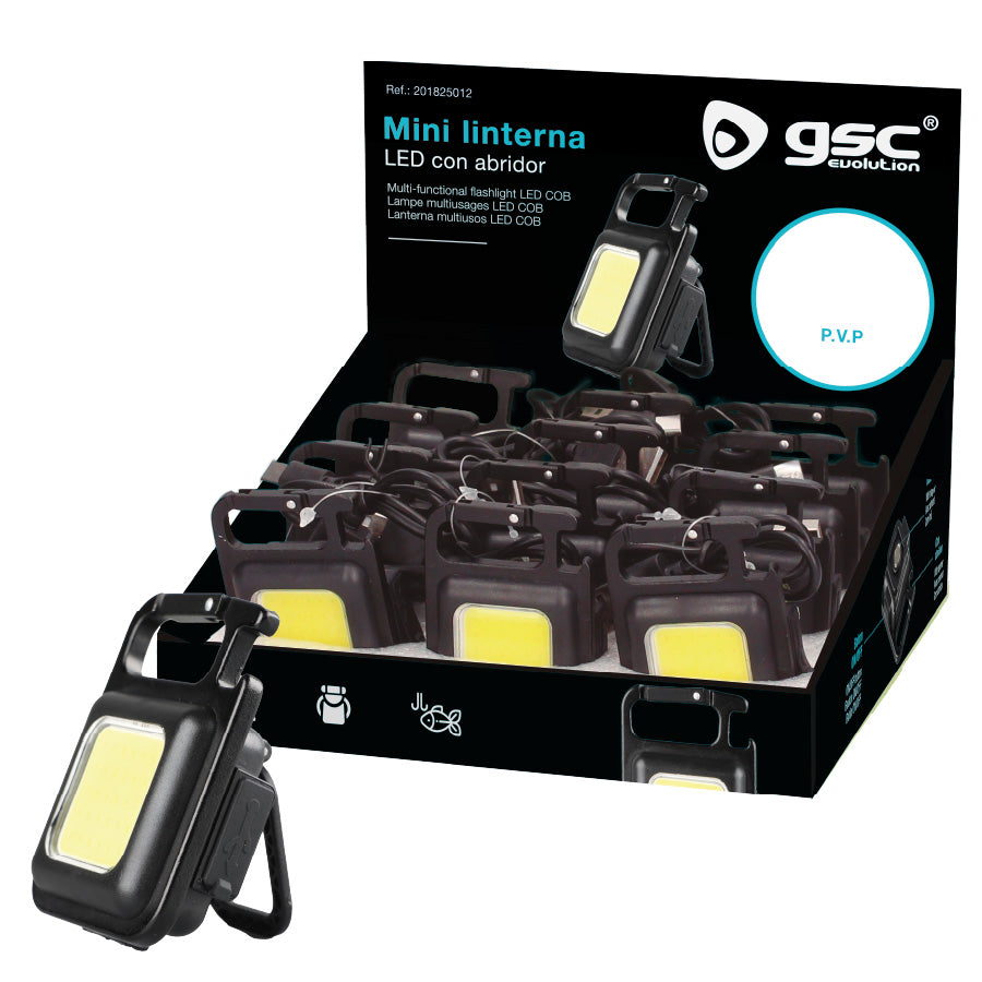 Mini LED žibintuvėlis su atidarytuvu, 350 lm – 12 vnt. demonstracinėje dėžutėje, 201825012