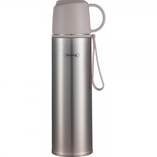 Termosas Rosberg 55R52010FG, nerūdijantis plienas, 0.5 L, pilkas. Talpa: 0.5 L