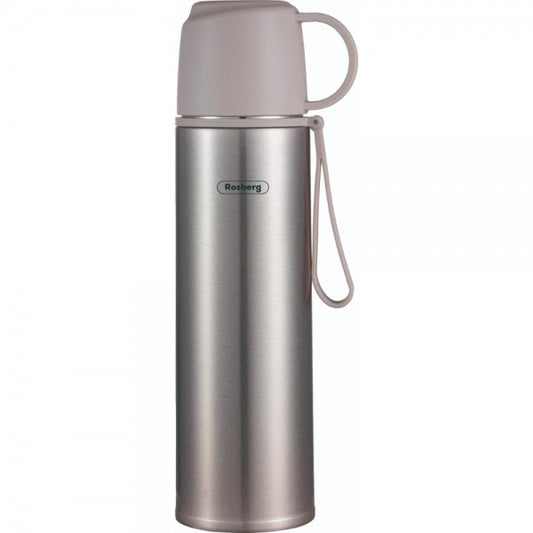 Termosas Rosberg 55R52010FG, nerūdijantis plienas, 0.5 L, pilkas. Talpa: 0.5 L