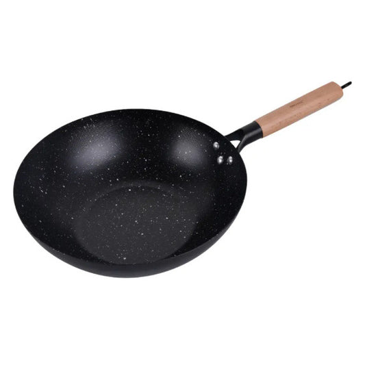 WOK keptuvė 30 cm, anglinis plienas, marmuro nelimpanti danga, medinė rankena, KINGHoff, KH 1983