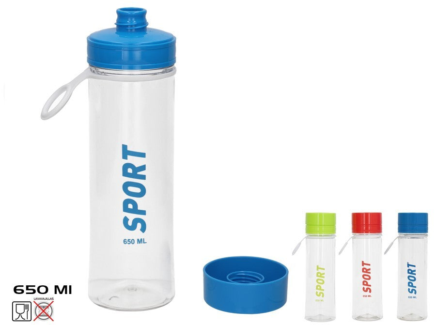 Sportinis butelis 650 ml, 2 asortimentai, 7x7x24 cm, SUMMER ENJOY