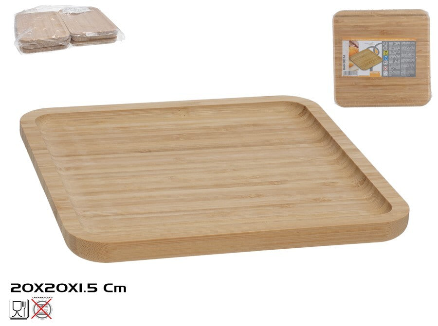 Bambukinis padėklas, 20.00 x 20.00 x 1.50, KITCHEN&GO