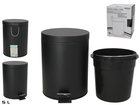 Šiukšliadėžė su pedalu, 5 l, juoda, 26.00 x 20.50 x 27.00, BATH&GO