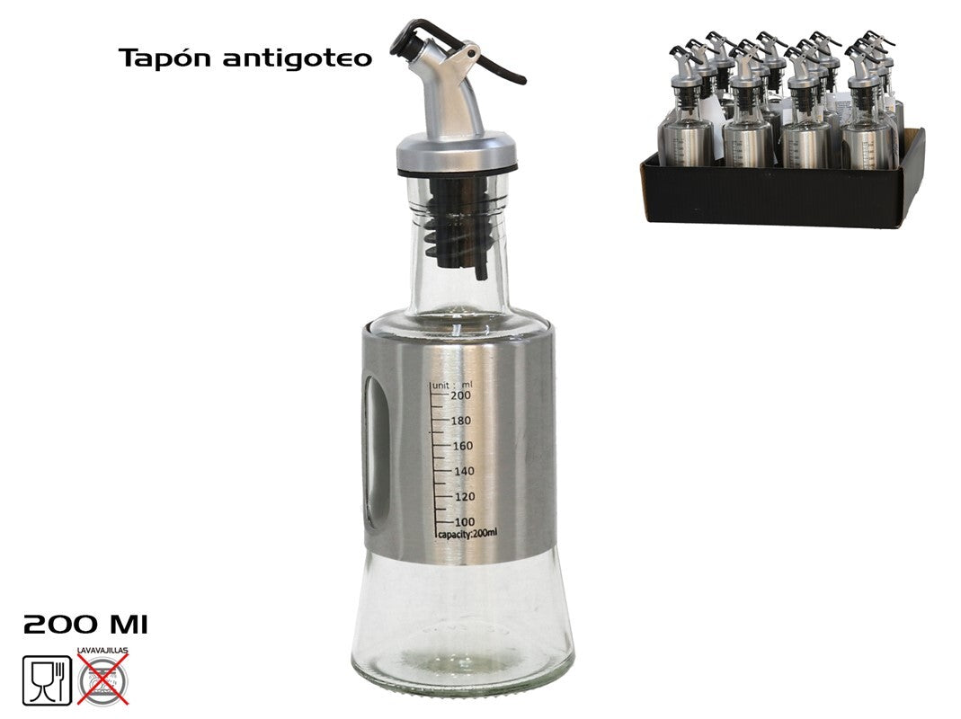 Aliejaus dozavimo butelis 190 ml su lašėjimo stabdžiu, 19 x 6,5 x 6,5 cm, KITCHEN&GO