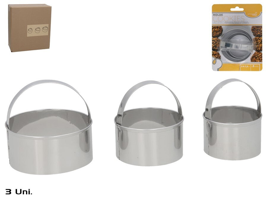 Sausainių formelės, 3 vnt., 5–6–7,5 cm, plienas, KITCHEN&GO