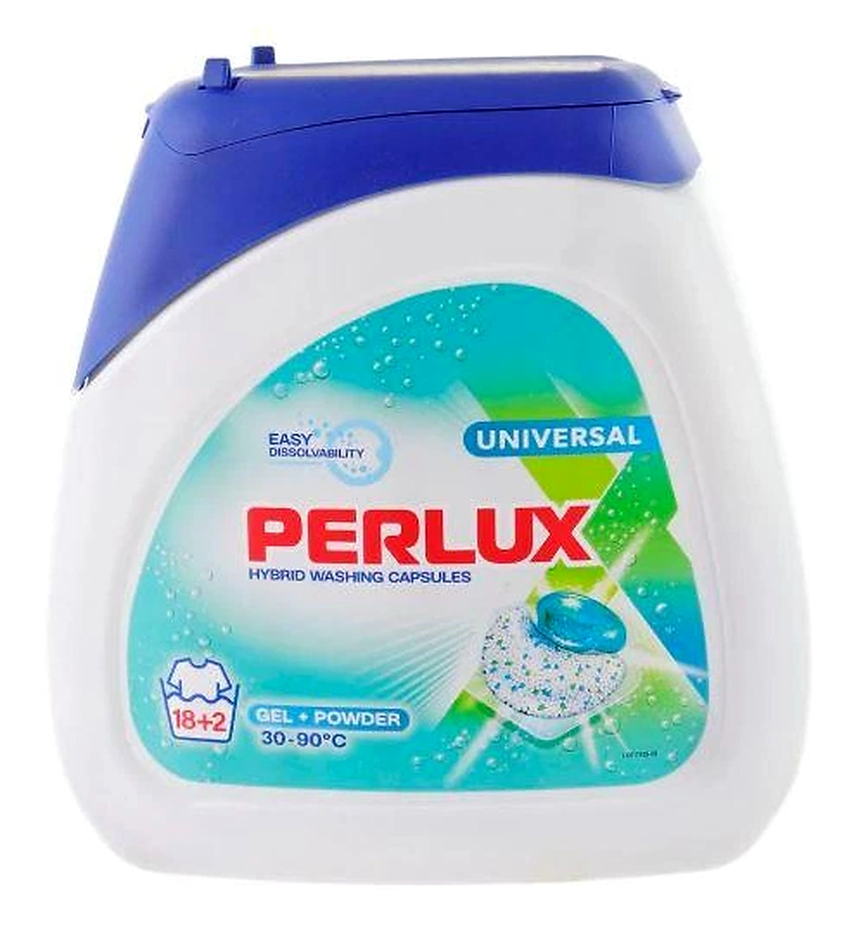 PERLUX UNIVERSAL universalios skalbimo kapsulės, 18+2 vnt. Dėžėje 8 pakuotės.