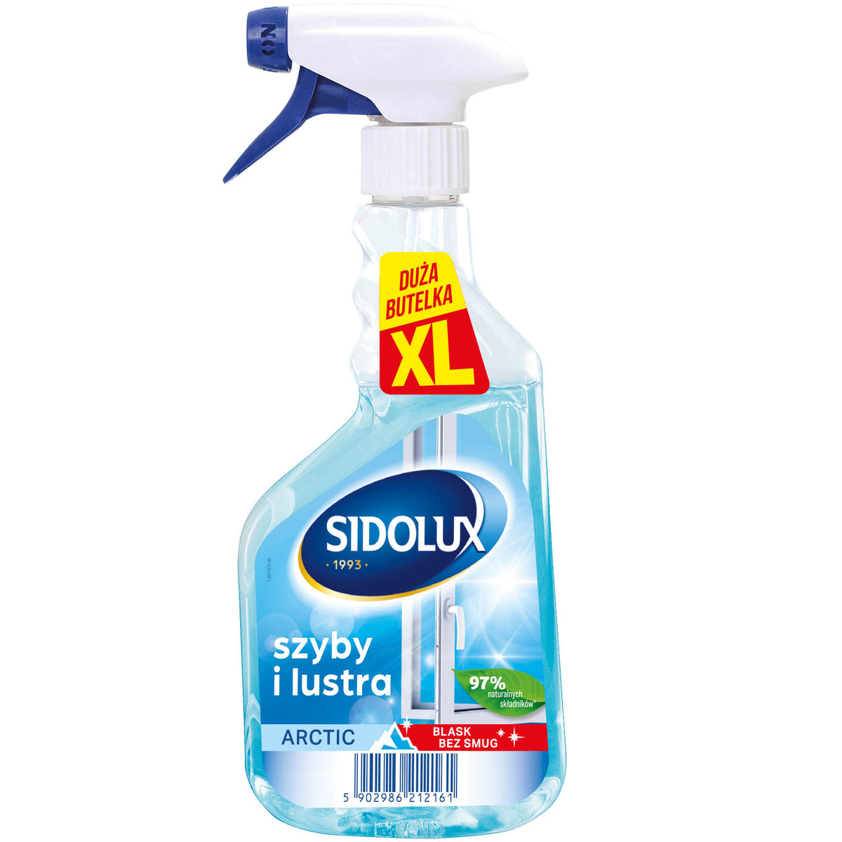 SIDOLUX CRYSTAL stiklų valiklis su arktinės gaivos aromatu, 750 ml. Dėžėje 10 vnt.