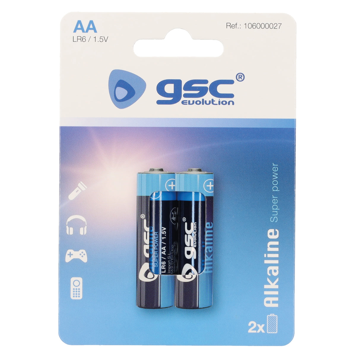 GSC evolution alkaline LR6 (AA) šarminės baterijos, 2 vnt./lizdinėje pakuotėje, 106000027