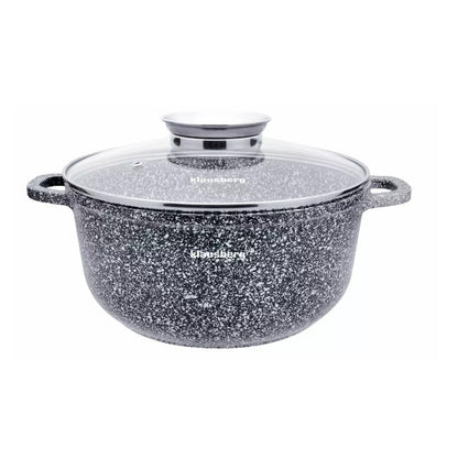 Puodas su dangčiu, aliuminis, pilka marmuro danga, Ø24cm x 11.5cm, 4.5L, KB 7522, Klausberg