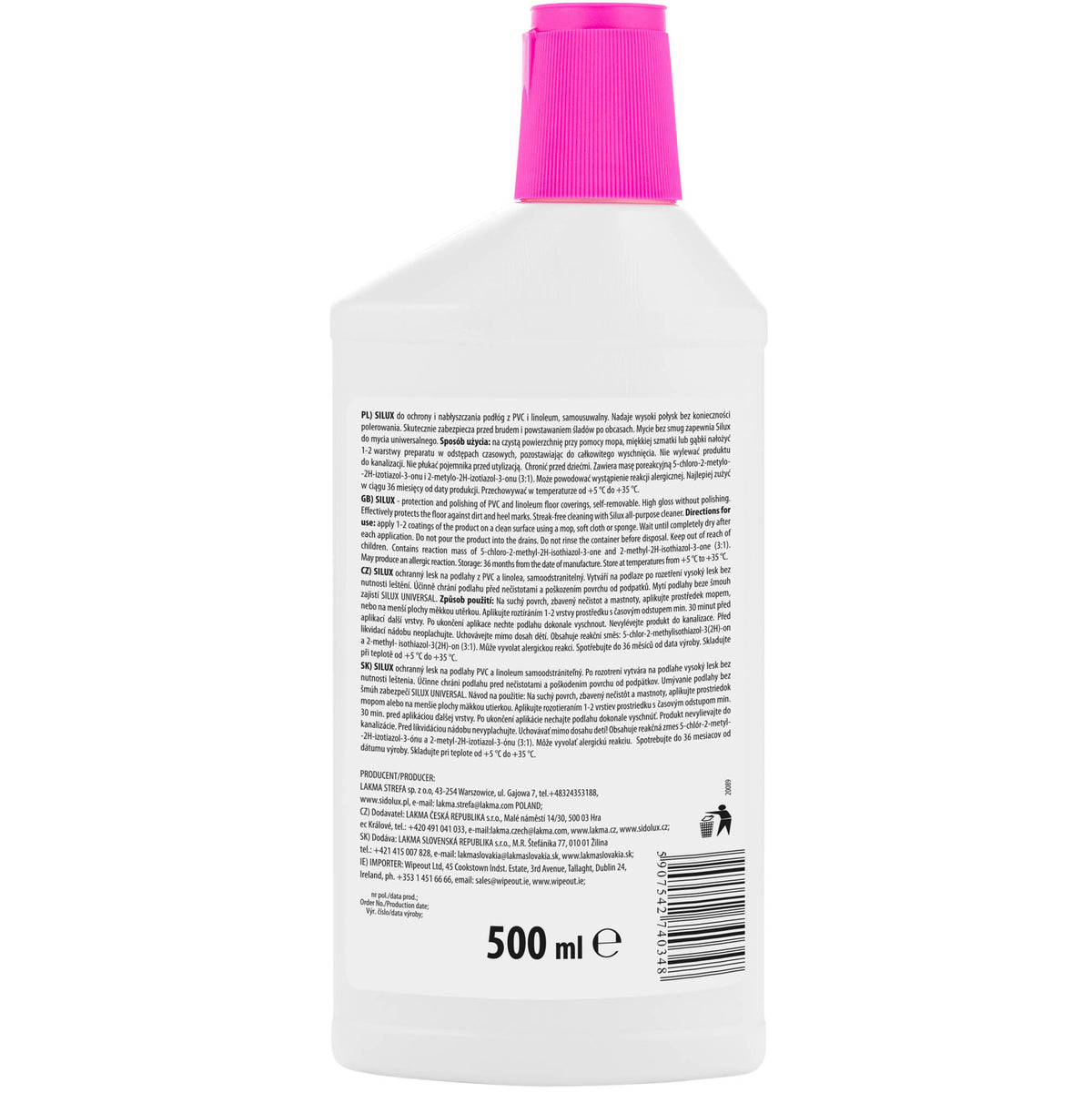 SILUX PVC ir linoleumo grindų apsaugos ir blizgesio priemonė, 500 ml. 15 vnt. dėžėje.