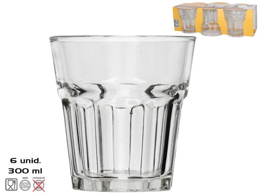 6 vnt. „Casablanca“ stiklinės 300 ml, 9,5 x 9 x 9 cm, KITCHEN&GO