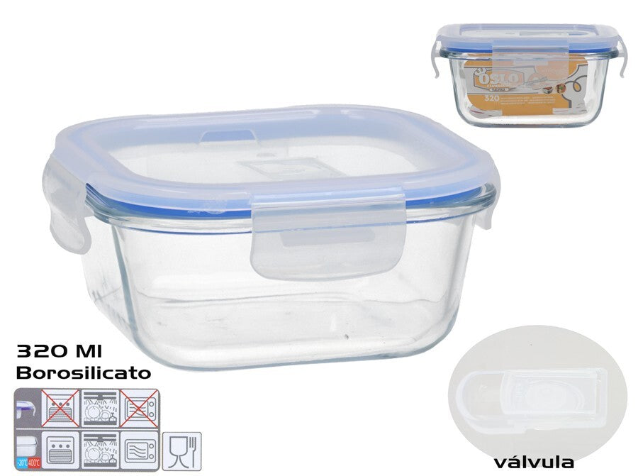 Borosilikatinio stiklo laikymo indas su vožtuvu, 320 ml, matmenys 6 × 12 × 12 cm, KITCHEN&GO