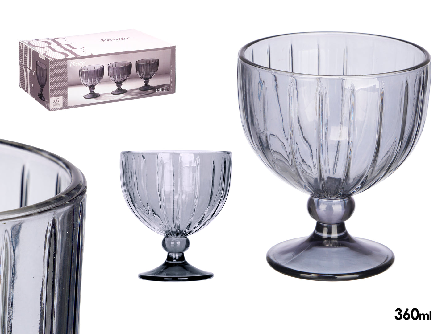 350 ml dryžuotas dūminės spalvos ledų indas, 12×10.5×10.5 cm, 12398, Kinvara
