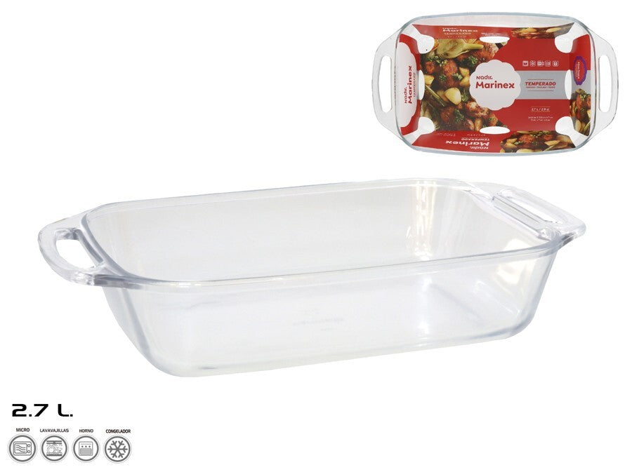Stiklinė kepimo forma 35x20x7 cm 2,7 l, MARINEX. Pagaminta Brazilijoje