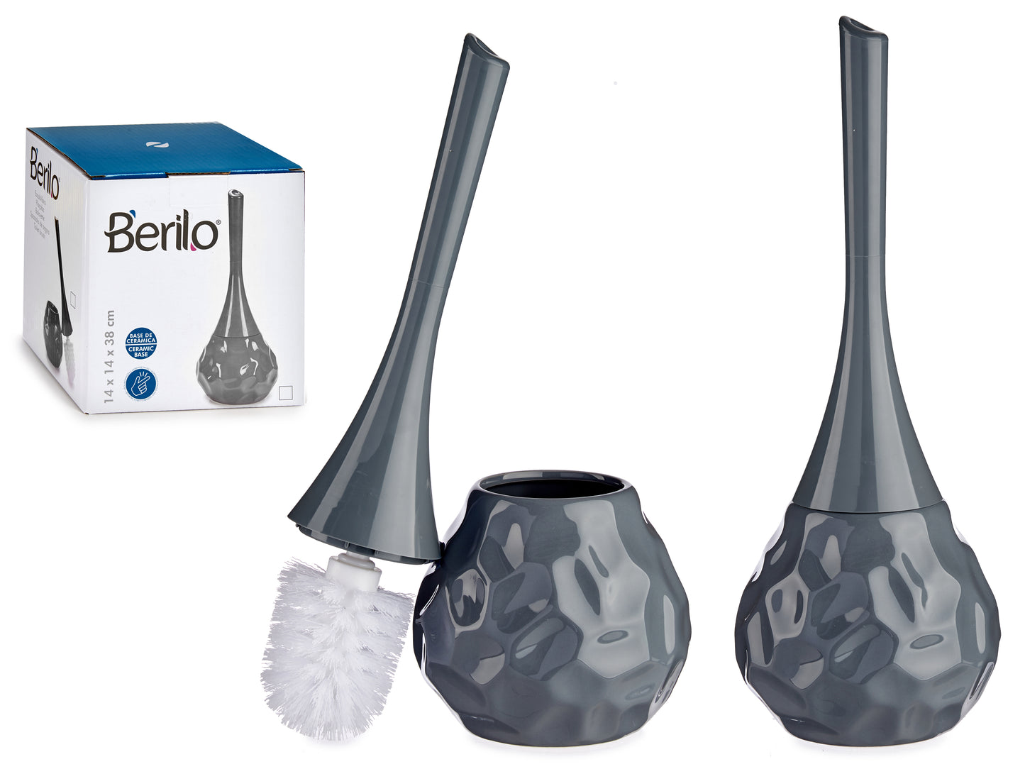 Keraminis tualeto šepetys, modernios formos, pilkas, 85141, Berilo