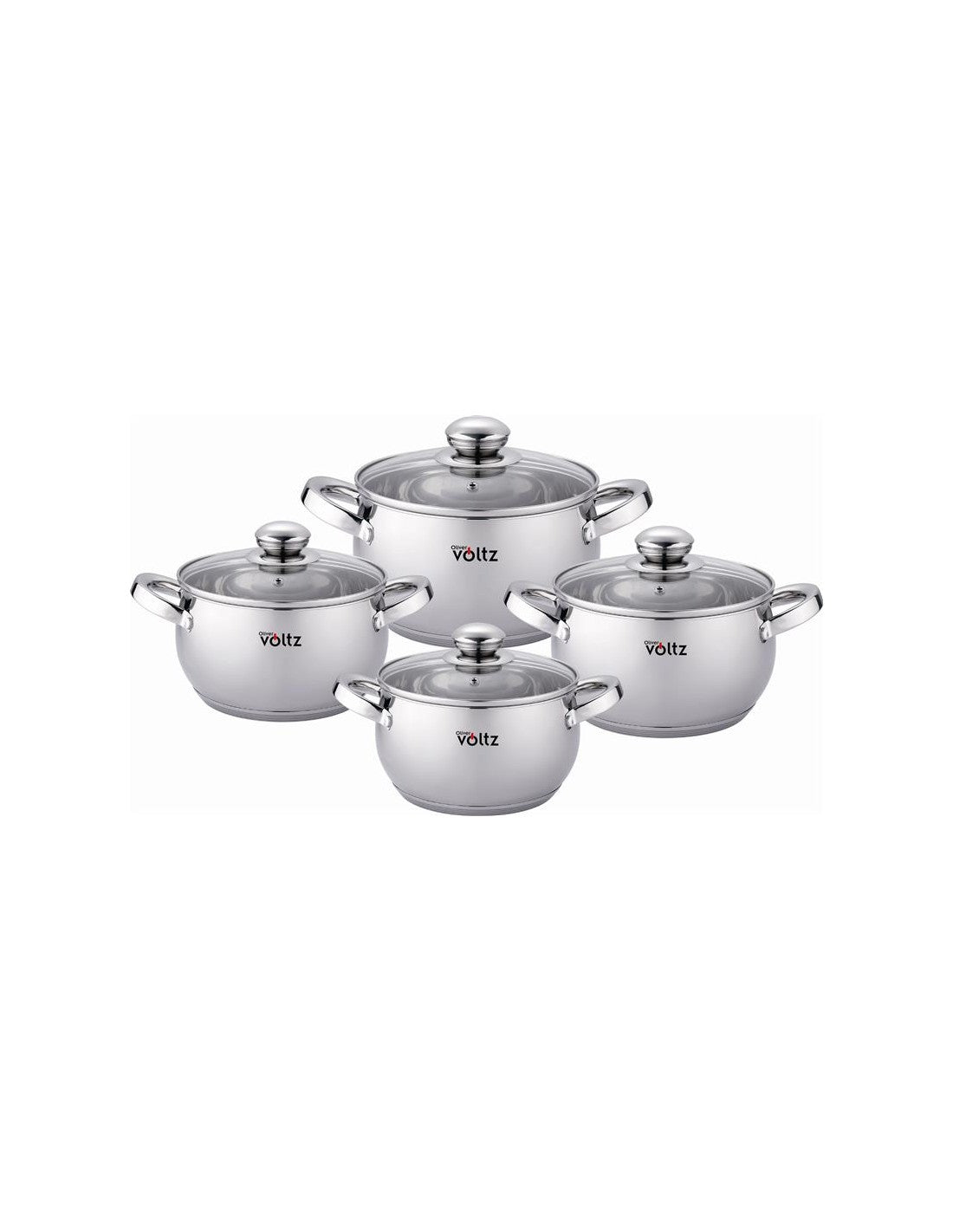 Puodų rinkinys Voltz OV51210G8B, 18/20/22/24 cm./=2,7/3,7/5,1/6,5 l., nerūdijantis plienas