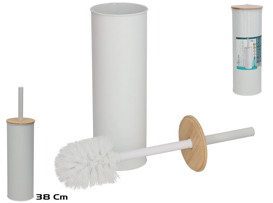 Metalinis ir bambukinis šepečio laikiklis, 9.50 x 9.50 x 38.00, BATH&GO