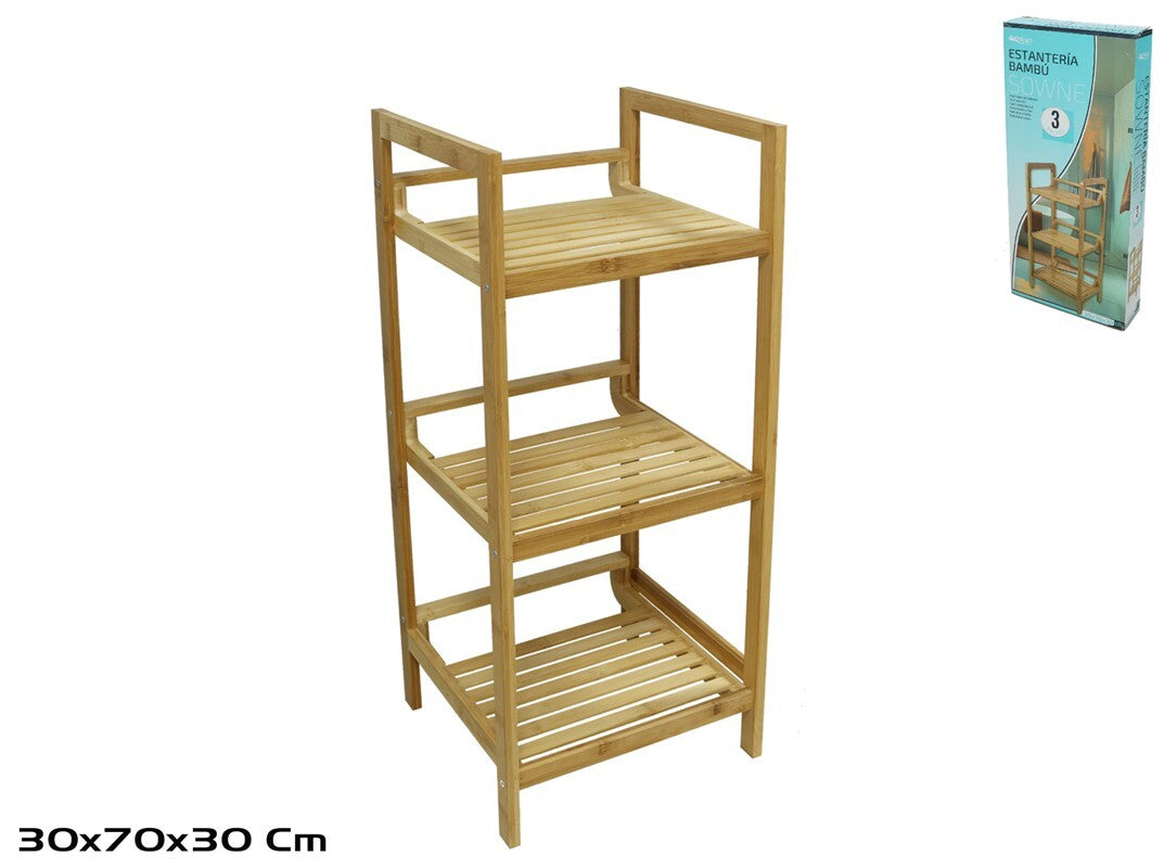 Bambukinė lentyna, 3 aukštų, 30.00 x 30.00 x 70.00, BATH&GO
