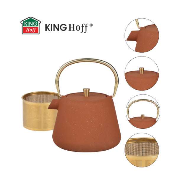 Ketaus arbatinukas su sieteliu, emaliuotas vidus, 1L, KH 1934, Kinghoff
