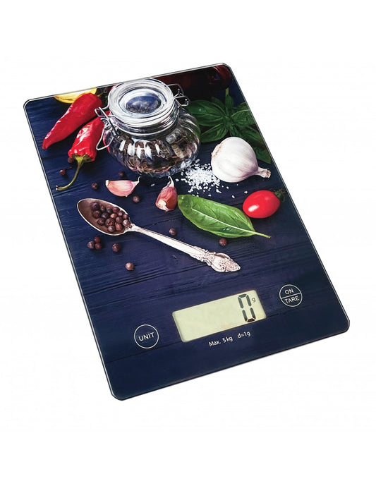 Virtuvinės svarstyklės Voltz OV51651KD, 5 mg, 2x AAA baterijos, 20,0x14,6x1,8 mm LCD ekranas, aitrio