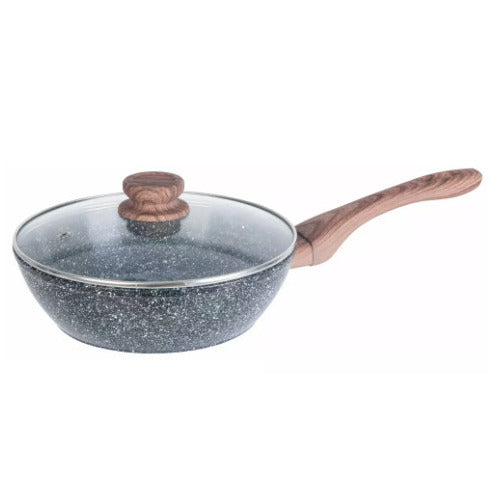 Wok keptuvė su dangčiu, aliuminio, pilko marmuro Ø24cm Kinghoff KH 1583