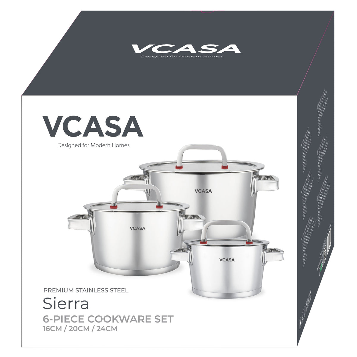 Puodų rinkinys, 3 dalys su dangčiais, 90108, SIERRA