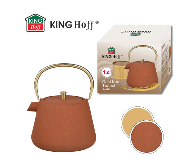 Ketaus arbatinukas su sieteliu, emaliuotas vidus, 1L, KH 1934, Kinghoff