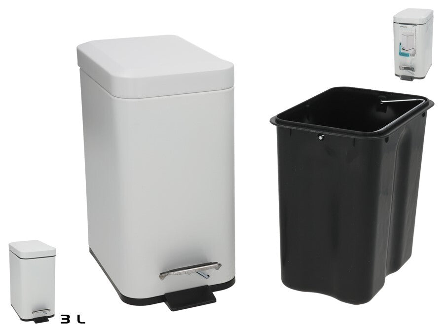 Balta vonios kambario šiukšliadėžė, 3 l, 24.00 x 13.00 x 25.00, BATH&GO