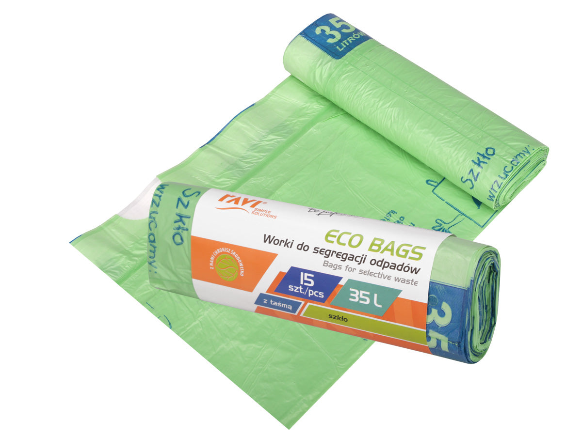Rūšiavimo atliekų maišai, 35 l, 15 vnt., stiklui, 19 x 5 x 5, 00077, Simple Solution