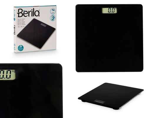 Skaitmeninės svarstyklės, juodos, 2×AAA, maks. svoris 150 kg, 10765, Berilo
