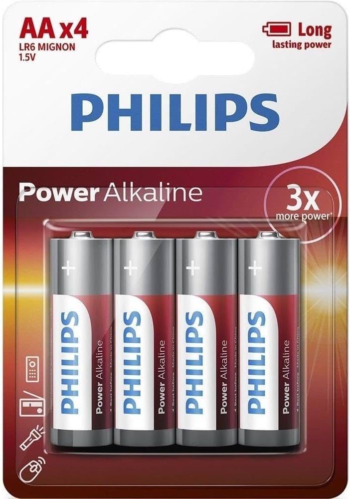 PHILIPS alkaline LR6 (AA) šarminės baterijos, 4 vnt./lizdinėje pakuotėje, 009000312