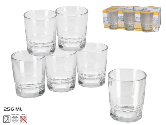 6 stiklo vandens stiklinių rinkinys 256 ml, 9 × 8 × 8 cm, KITCHEN&GO