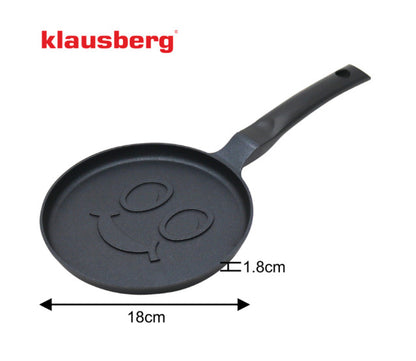 Blynų keptuvė su šypsenėlių raštu, aliumininė, su nepridegančia danga, Ø18 cm, KB 7971, Klausberg
