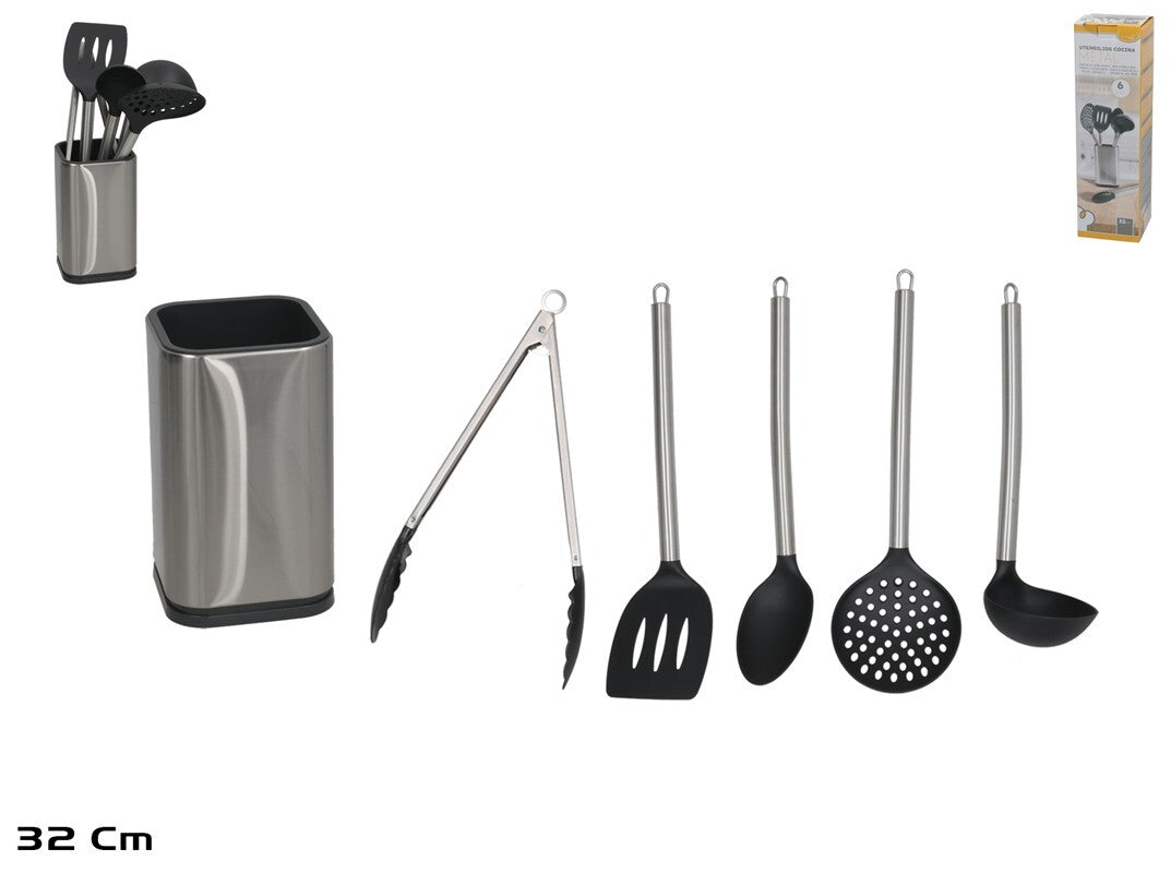 6 metalinių virtuvės įrankių rinkinys, 35 x 10 x 10 cm, KITCHEN&GO