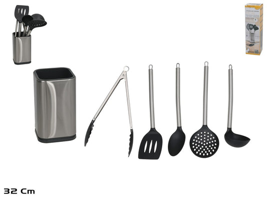 6 metalinių virtuvės įrankių rinkinys, 35 x 10 x 10 cm, KITCHEN&GO