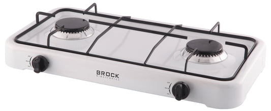 Dviejų žiedų dujinė kaitlentė, balta BROCK GS 002 W