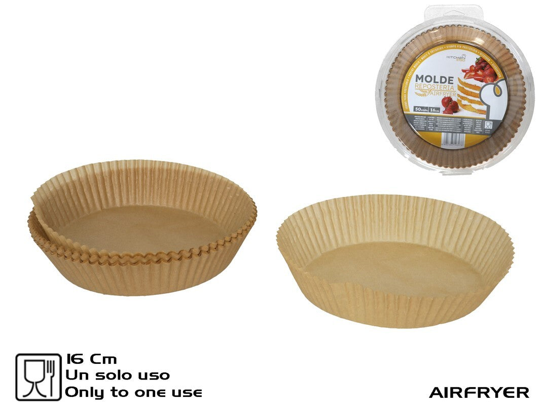 Karšto oro gruzdintuvės popierinė kepimo forma 16 cm (50 vnt.), 4,5 x 19 x 19 cm, KITCHEN&GO